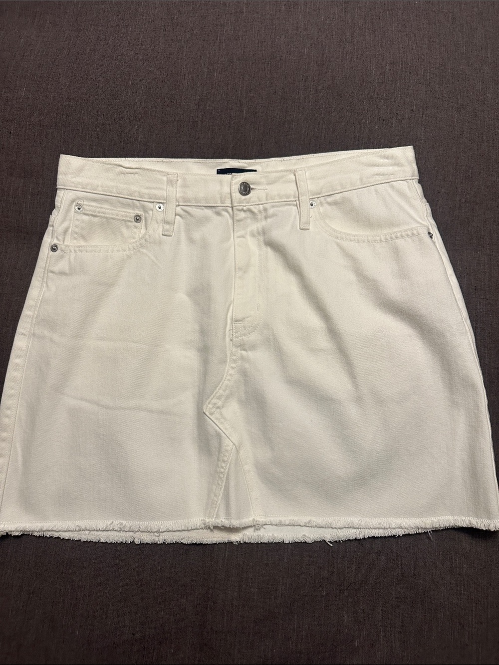 JCrew Women's White Denim Mini Skirt with Raw Hem